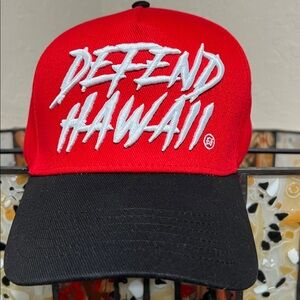 Brand New Defend Hawaii Marcher Red, White & Black A-Frame SnapBack Baseball Cap